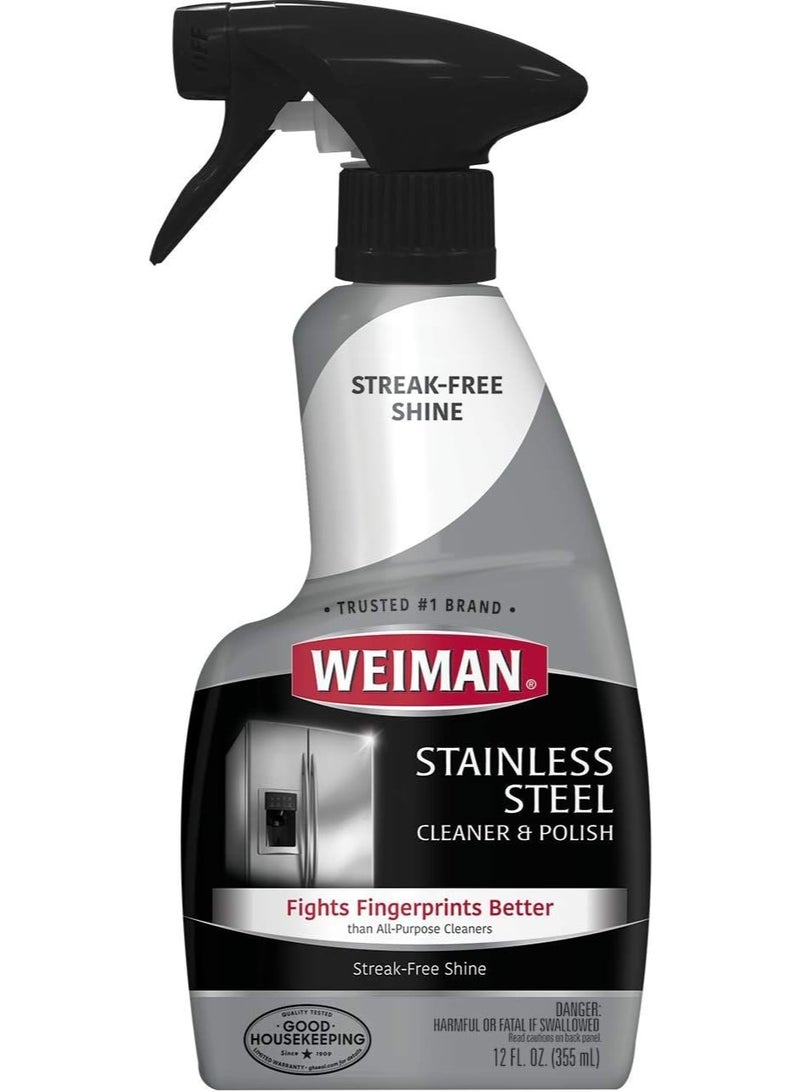 Weiman Stainless Steel Cleaner and Polish Trigger Spray 355ml Fingerprint Resistant Streak Free Shine for Refrigerators Ovens Dishwashers Kitchen Appliances Home Cleaning - Image 1